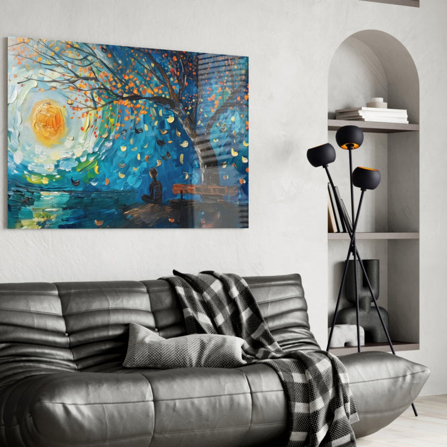 Solitude and Peace Glass Wall Art || Designer Collection